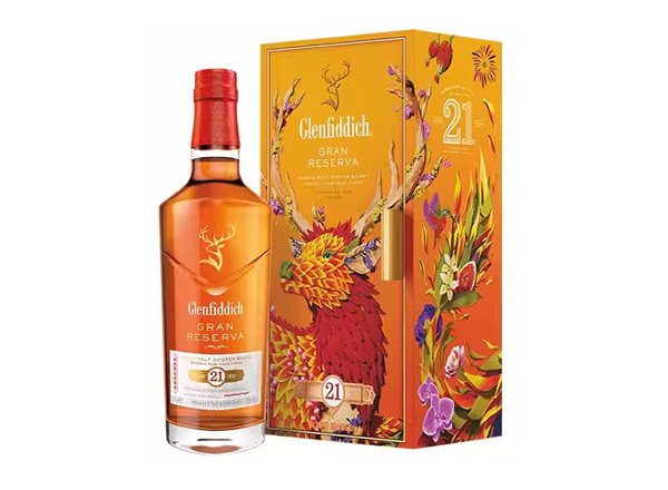 中山回收格兰菲迪21年700ml福鹿生花新年装福鹿呈祥新春礼盒装Glenfiddich苏格兰威士忌