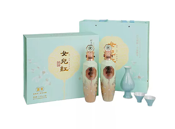 中山黄酒回收女儿红18年黄酒十八年桂花林藏老酒500ml*2礼盒装