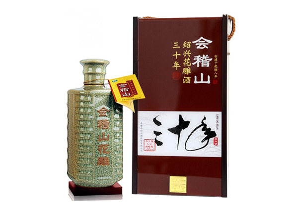 中山会稽山黄酒回收会稽山三十年绍兴花雕酒30年木盒装2.5L黄酒